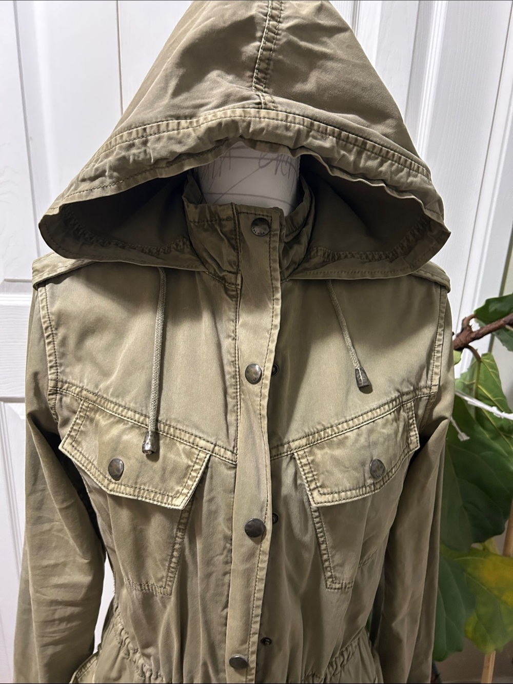 Talula Hooded Utility Jacket in Olive Green